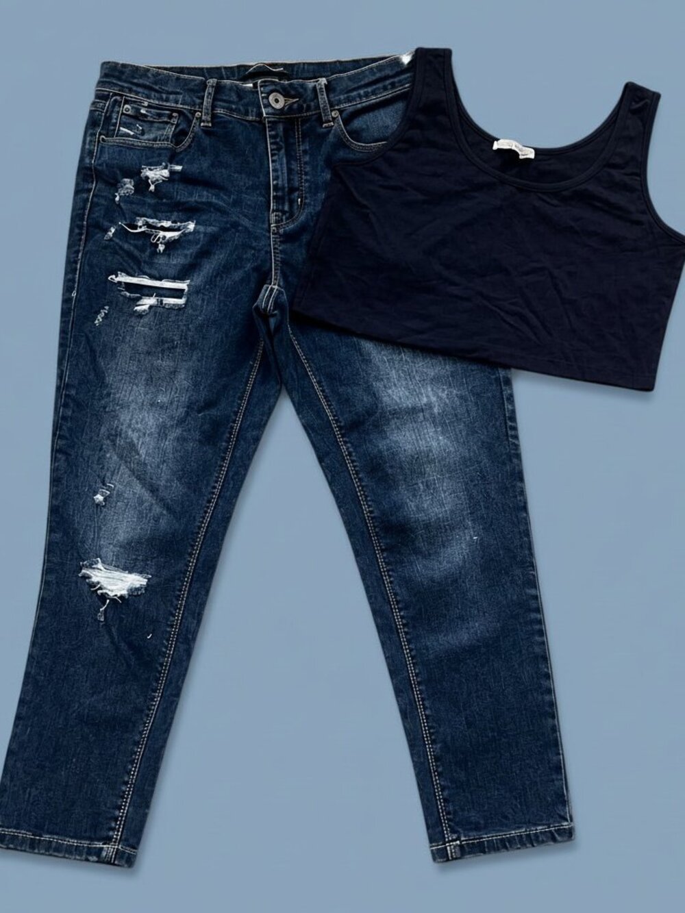 Ashley Stewart Jeans; Navy Tank Set: Never Worn